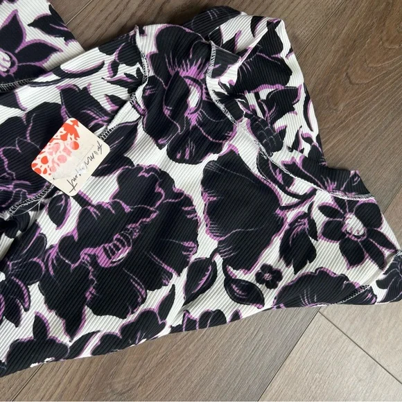 Womens Free People FP Movement Rally Printed Layer Top Purple Floral - Picture 8 of 8